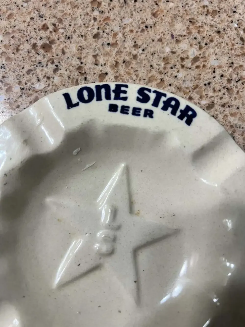 Vintage Lone Star Beer Ceramic Ashtray Texas Barware Tobacciana Memorabilia